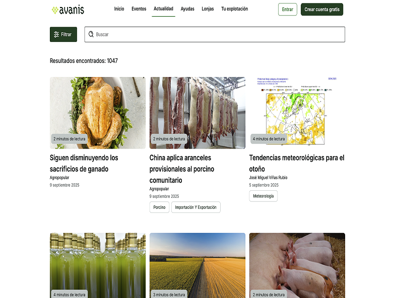 Vista de Eventos con agenda y calendario